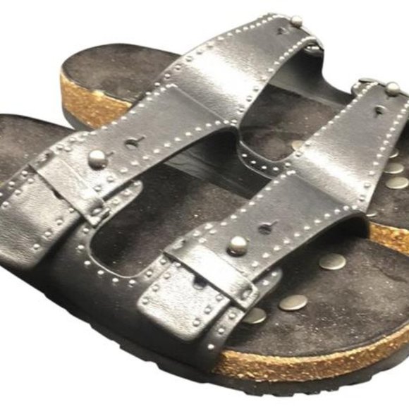 Saint Laurent Black Jimmy Studded Leather Slides - Picture 1 of 12